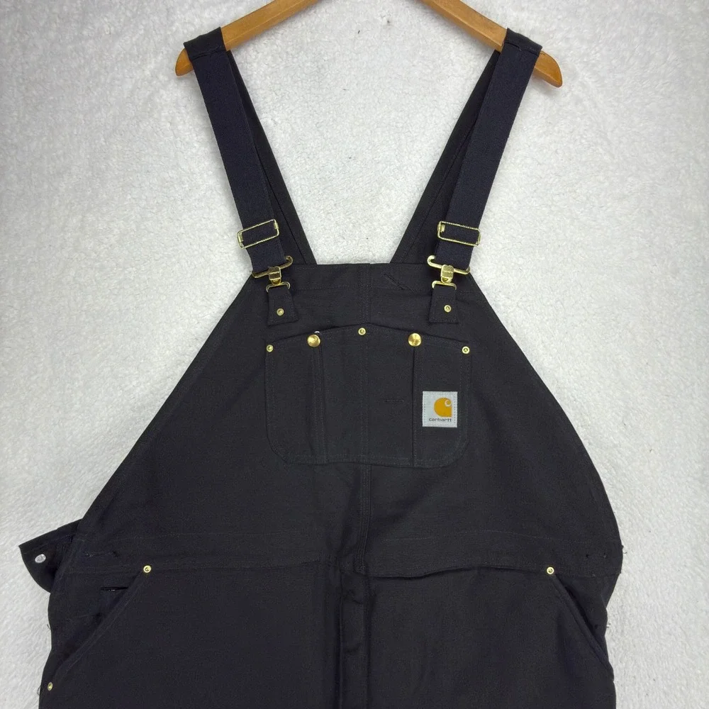 Carhartt Arctic Quilt Lined Bibs Overalls Mens 50x28 R03 BLK Black NWT NOS - Picture 2 of 10